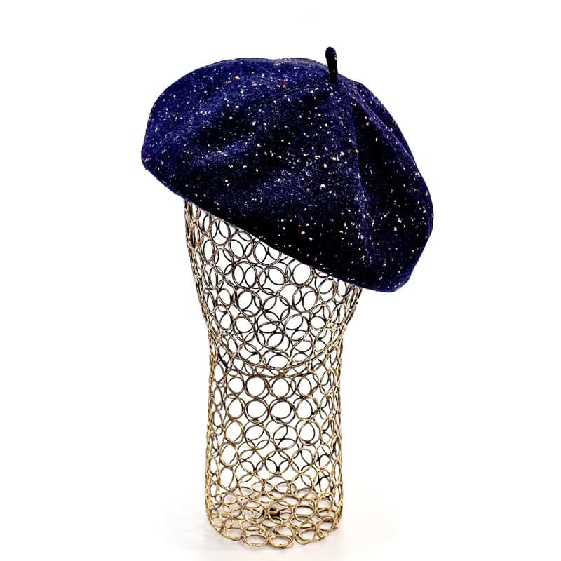 【HiGh MaLi】文青時尚南瓜帽/復古深藍彩點紗#vintage#禮物