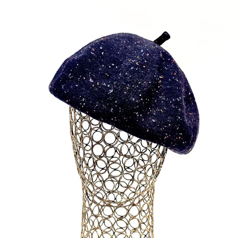 【HiGh MaLi】文青時尚南瓜帽/復古深藍彩點紗#vintage#禮物