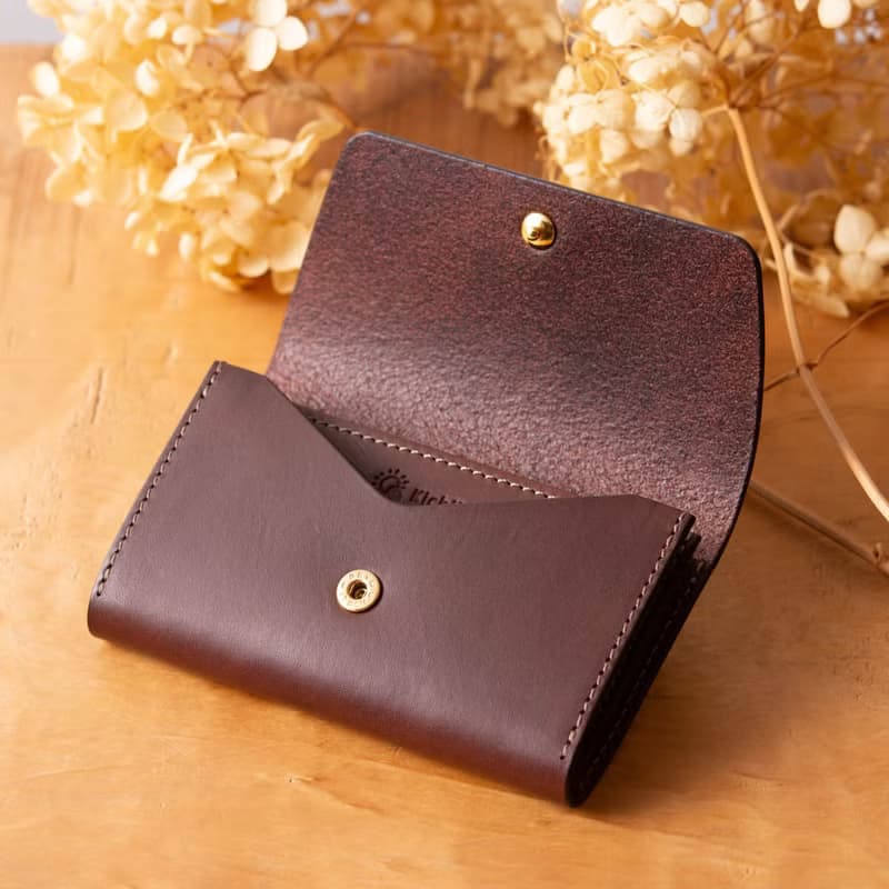 シンプルなマチつきカードケース 名刺入れ　Patan-card マチつき #Chocolate【入学祝】【就職祝】【カスタム可能なギフト】