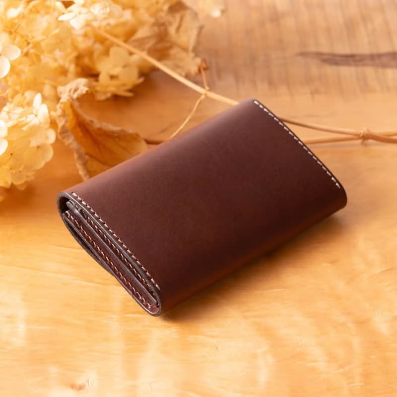 シンプルなマチつきカードケース 名刺入れ　Patan-card マチつき #Chocolate【入学祝】【就職祝】【カスタム可能なギフト】