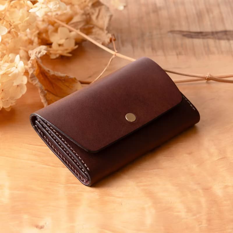 シンプルなマチつきカードケース 名刺入れ　Patan-card マチつき #Chocolate【入学祝】【就職祝】【カスタム可能なギフト】