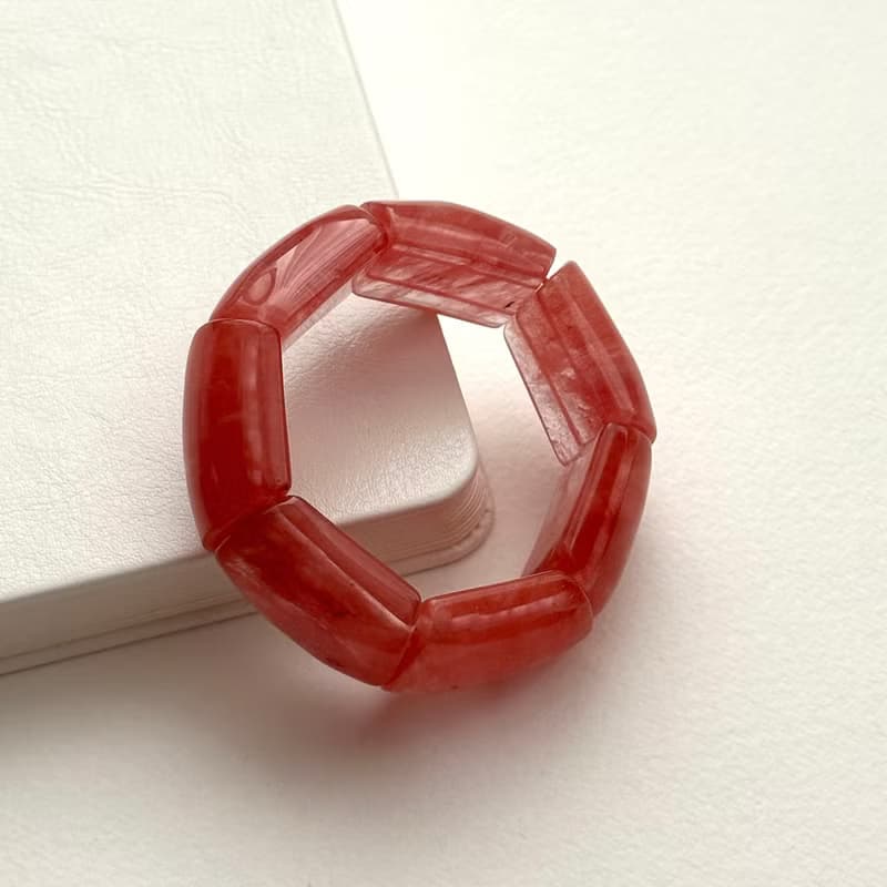 【幸運琉璃】西瓜紅琉璃厚手排 堅定不懈 人際關係 開朗心境情緒