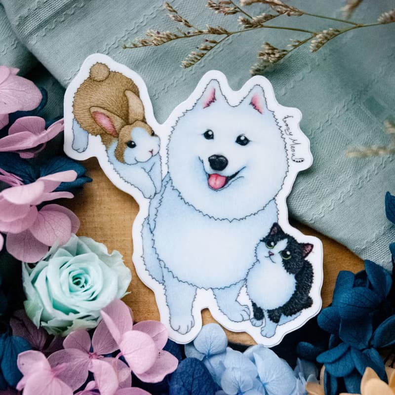【貓瘋子】小黑與大白行李箱貼B / 行李箱貼紙