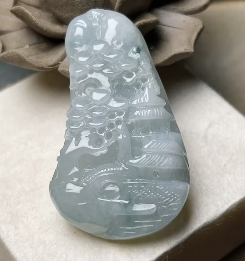 飄花翡翠山水牌項鍊 | 天然緬甸玉翡翠A貨 | 送禮