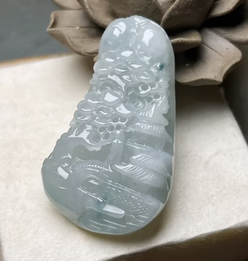 飄花翡翠山水牌項鍊 | 天然緬甸玉翡翠A貨 | 送禮