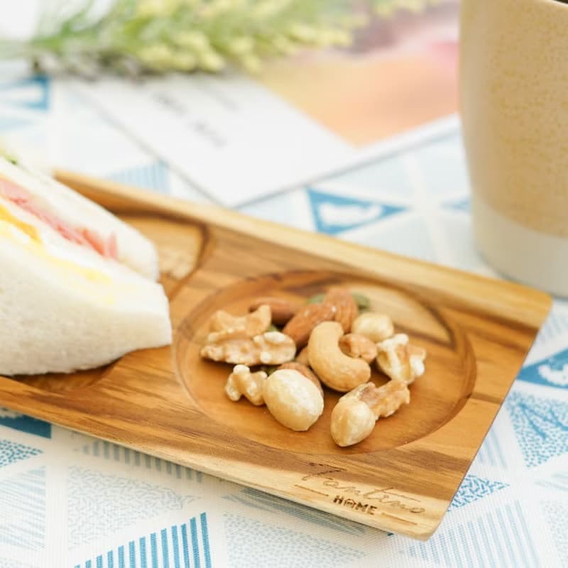 天然柚木咖啡盤-波點款 25*12│不上漆原木製早午餐盤露營野餐