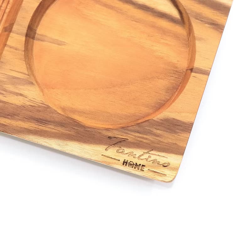 天然柚木咖啡盤-波點款 25*12│不上漆原木製早午餐盤露營野餐