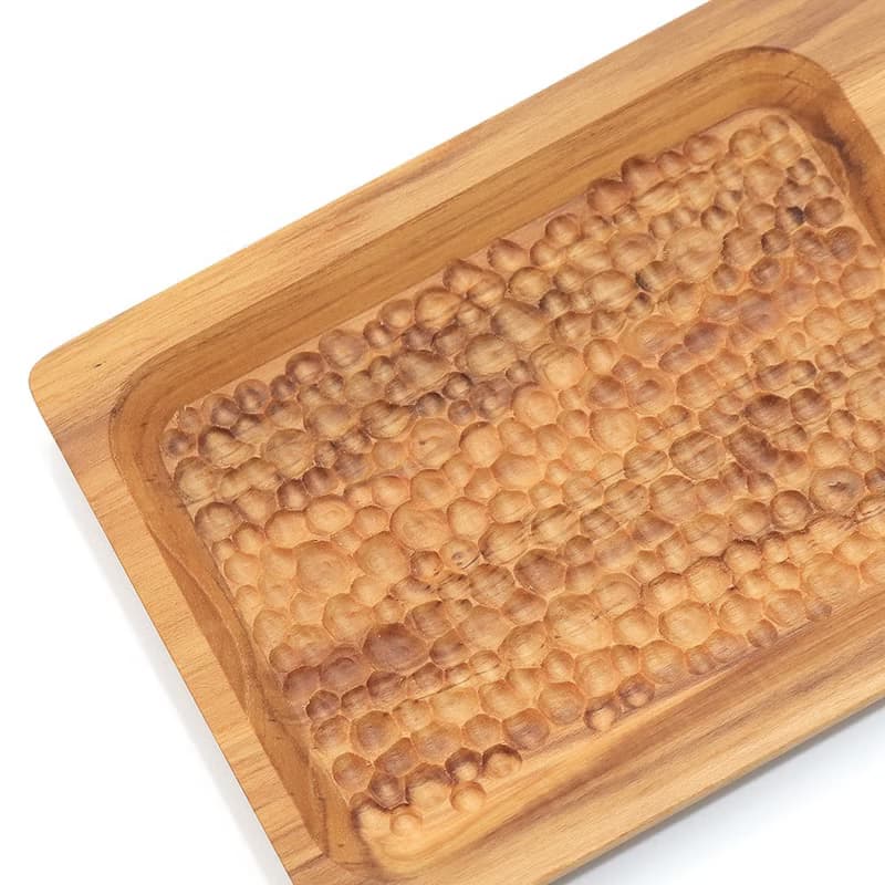 天然柚木咖啡盤-波點款 25*12│不上漆原木製早午餐盤露營野餐