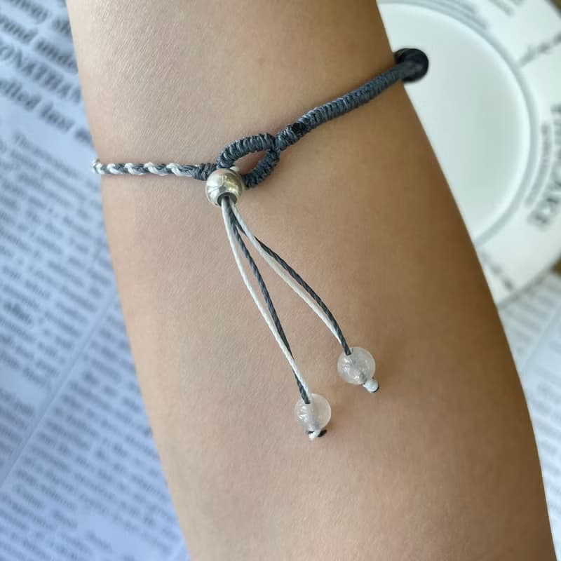 招財銀色天鐵隕石編織手鍊