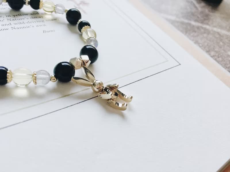 Enko | 戀上一段旅程 黑曜石 拉長石 黃水晶 14k包金手鍊