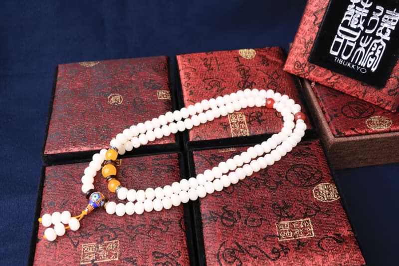 精品高拋白玉菩提根菩提子8x6mm蘋果圓108顆 菩提子項鍊 白玉菩提