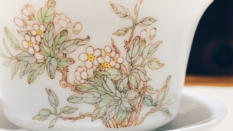 不言美器 釉中彩 川碗 蓋杯