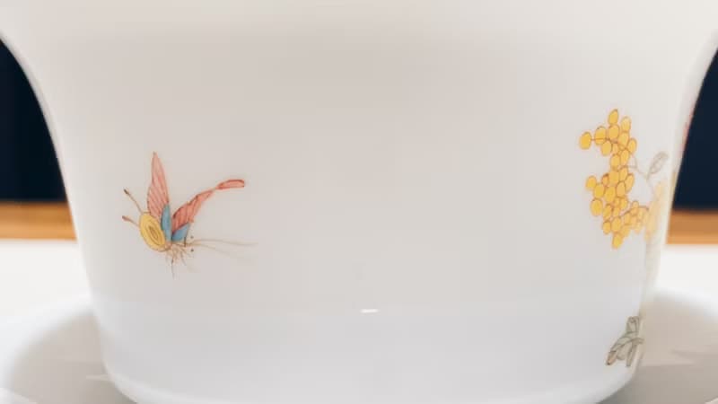 不言美器 釉中彩 川碗 蓋杯