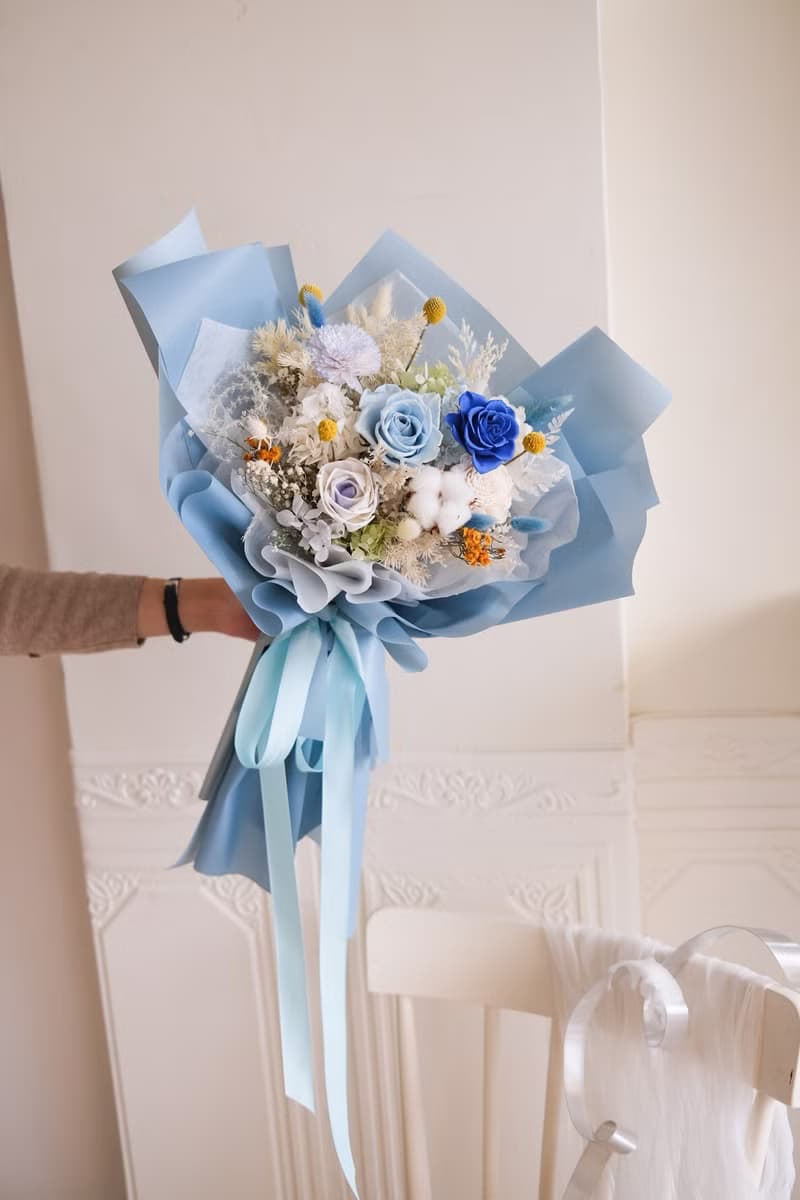 藍色不凋花花束