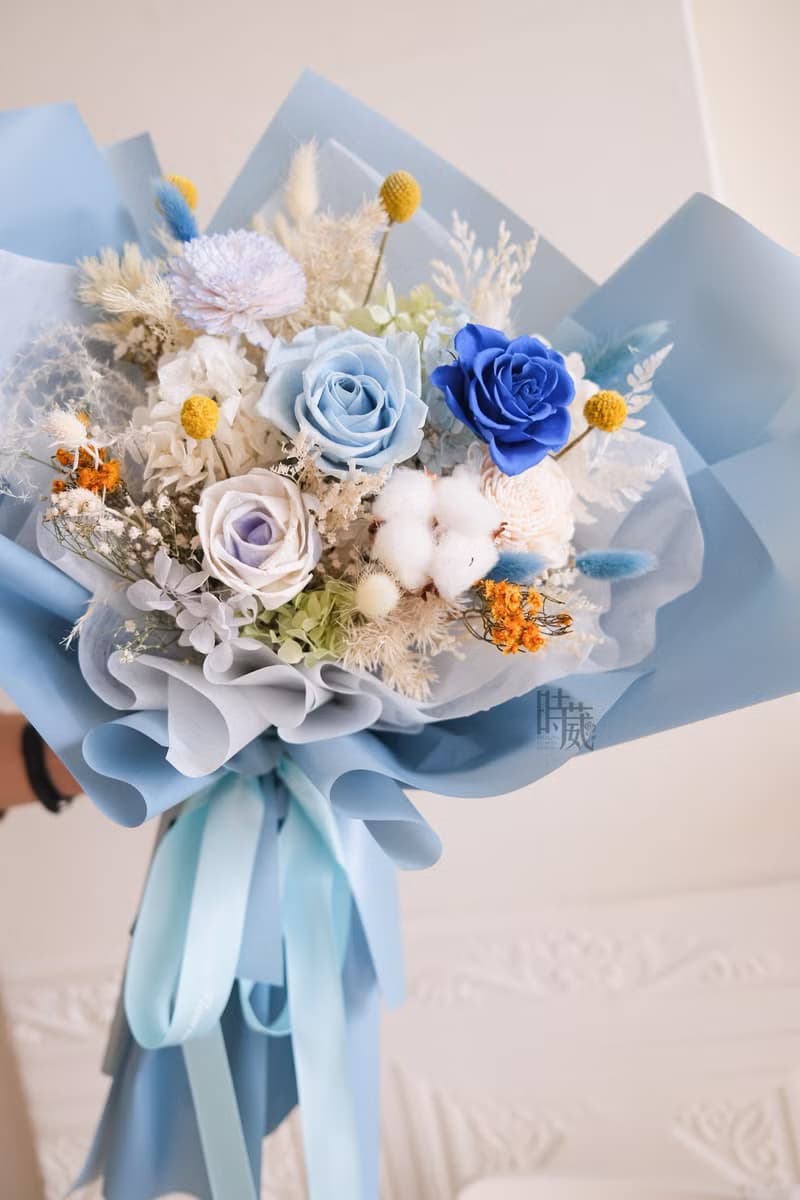 藍色不凋花花束