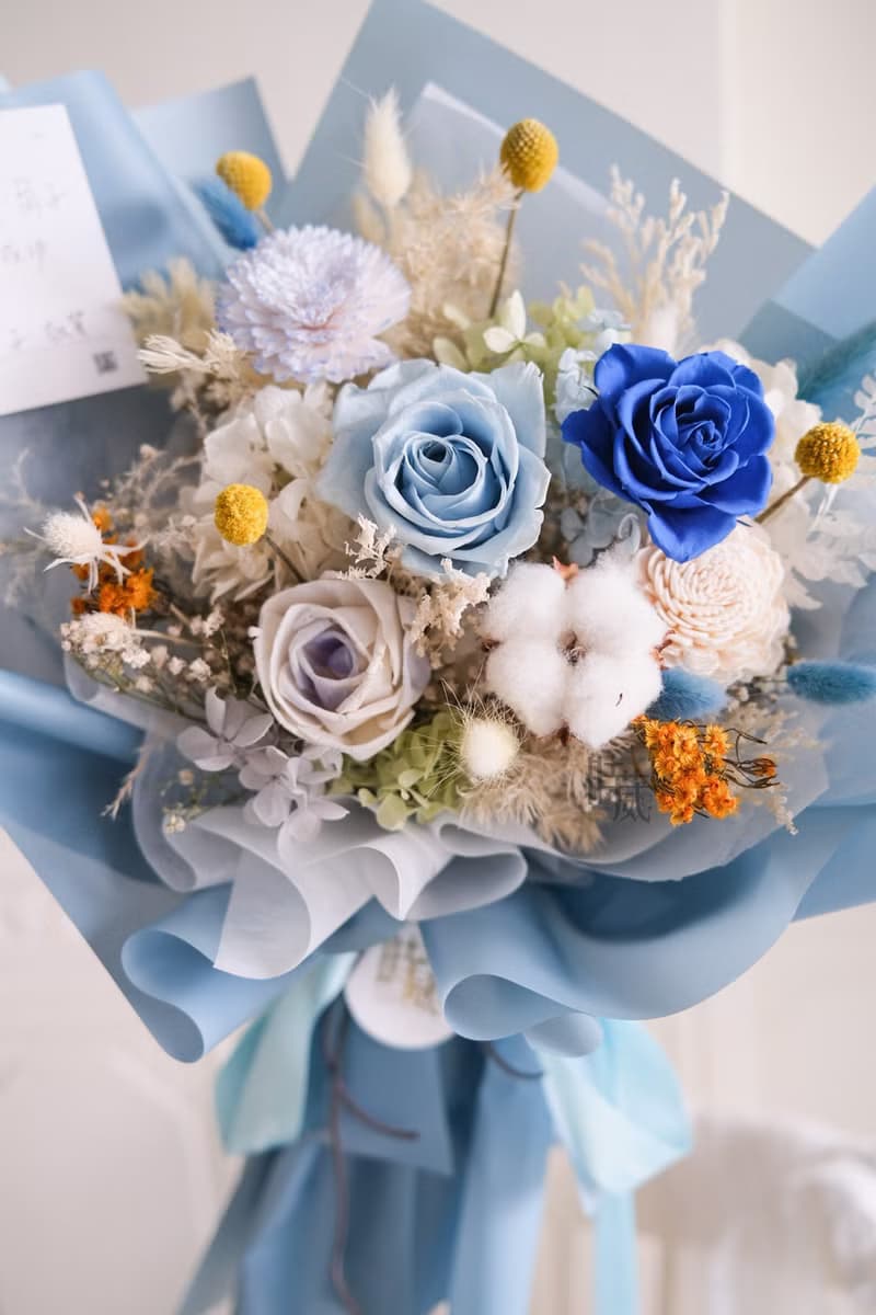 藍色不凋花花束