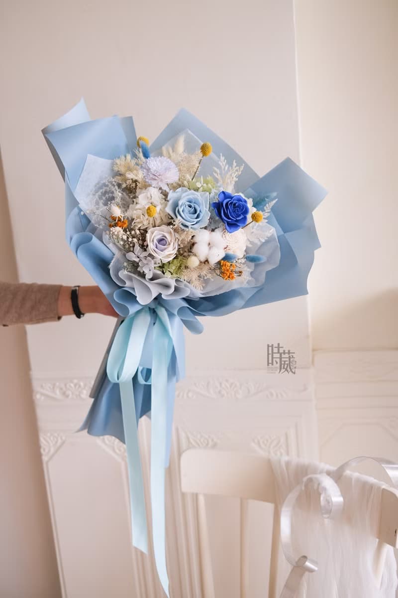 藍色不凋花花束