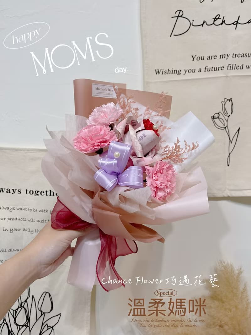 康乃馨有錢花束 康乃馨花束 香皂康乃馨 母親節花束
