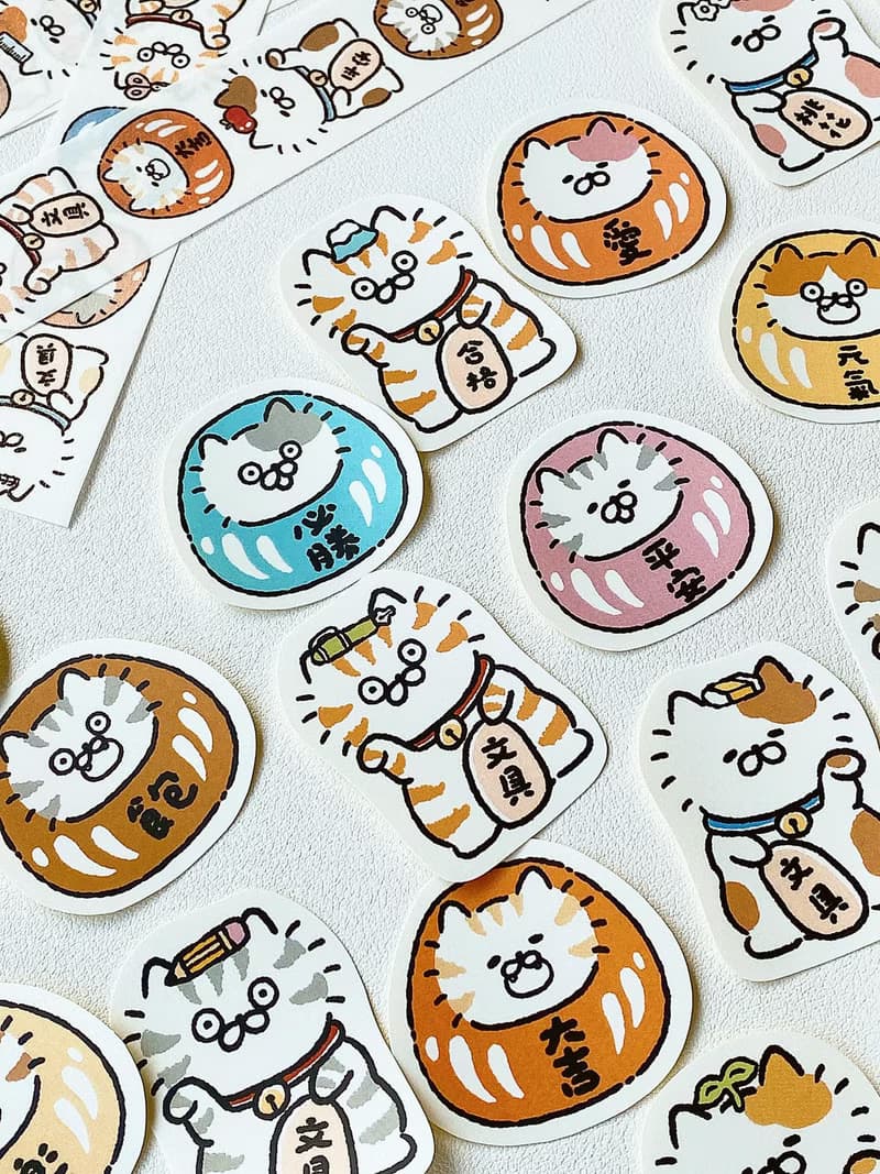 3小喵咪/喵咪達摩招財貓/貼紙包/手帳貼紙/共4款