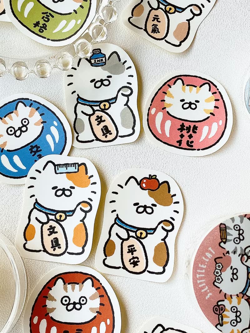 3小喵咪/喵咪達摩招財貓/貼紙包/手帳貼紙/共4款