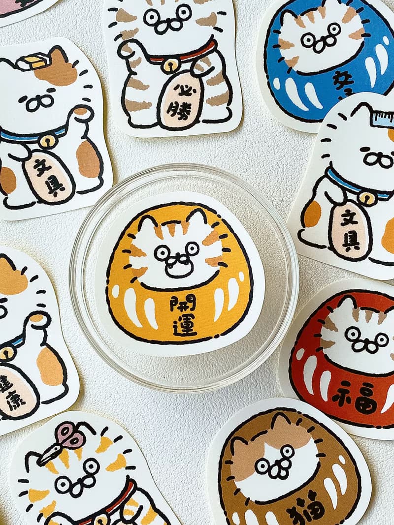 3小喵咪/喵咪達摩招財貓/貼紙包/手帳貼紙/共4款