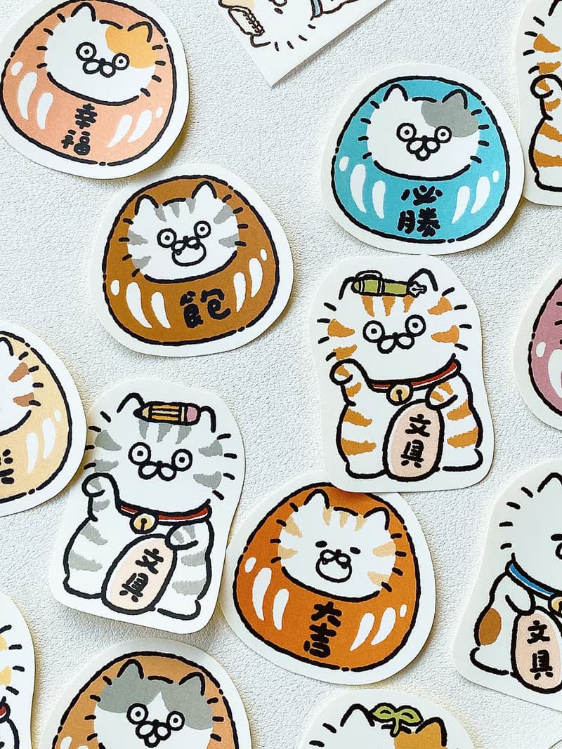 3小喵咪/喵咪達摩招財貓/貼紙包/手帳貼紙/共4款