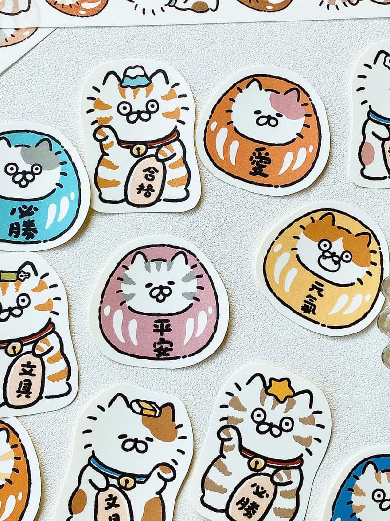 3小喵咪/喵咪達摩招財貓/貼紙包/手帳貼紙/共4款