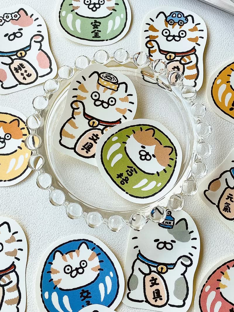 3小喵咪/喵咪達摩招財貓/貼紙包/手帳貼紙/共4款