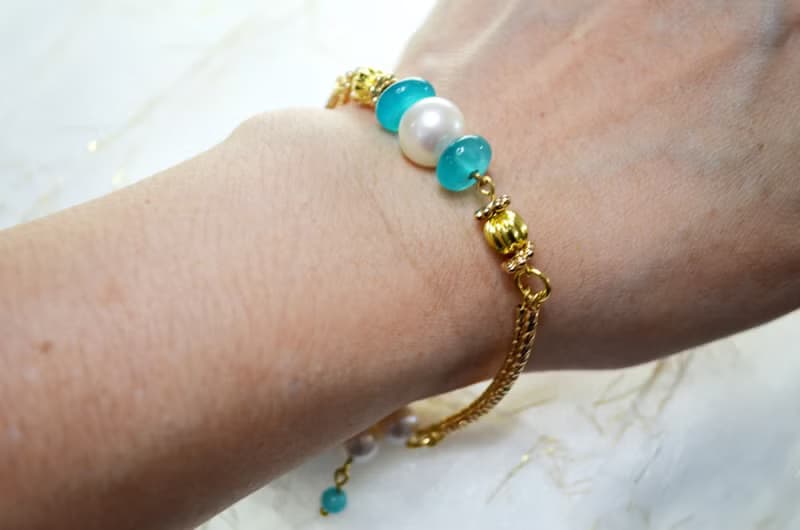 我愛夏日豔陽系列-天然天河石珍珠手鍊