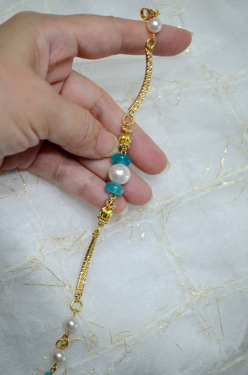 我愛夏日豔陽系列-天然天河石珍珠手鍊