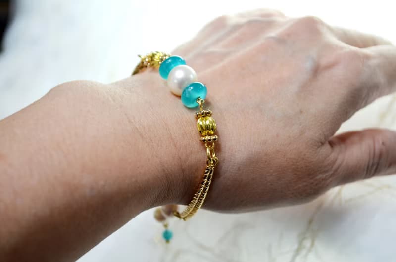 我愛夏日豔陽系列-天然天河石珍珠手鍊