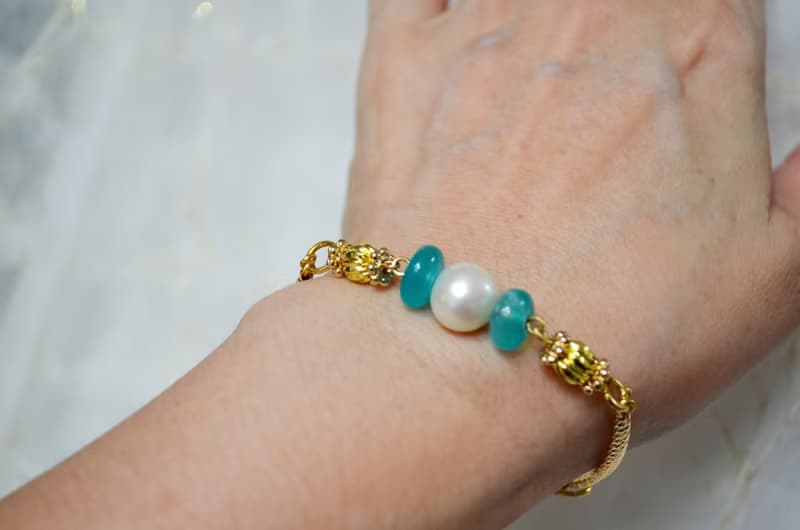 我愛夏日豔陽系列-天然天河石珍珠手鍊