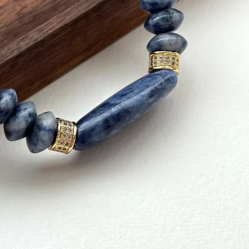 【釐清自我】藍紋石蝶珠厚環鍍金手鏈 驅除壓力 堅定與勇氣治癒心