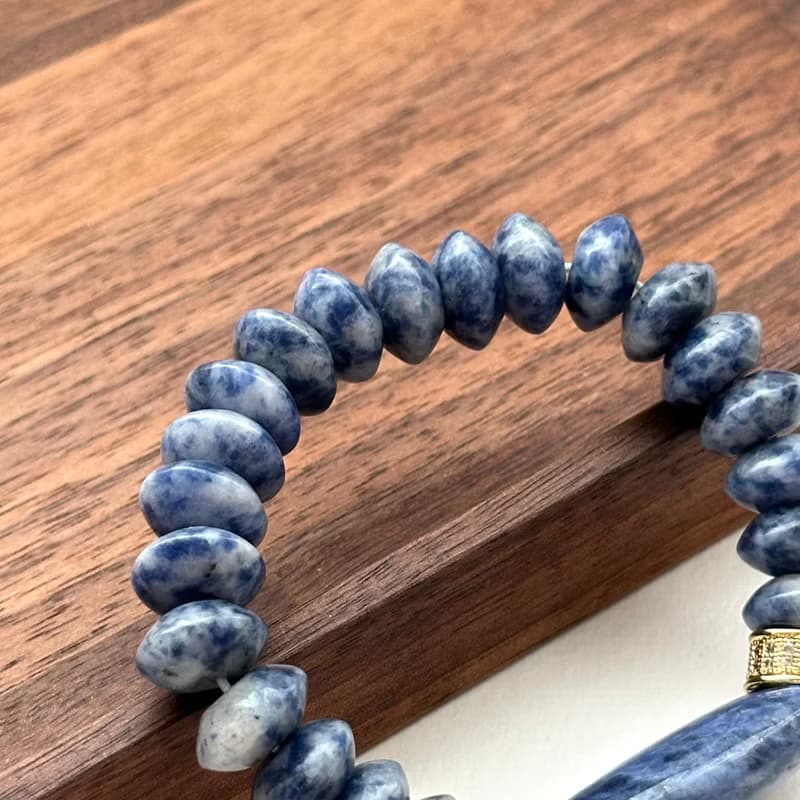 【釐清自我】藍紋石蝶珠厚環鍍金手鏈 驅除壓力 堅定與勇氣治癒心