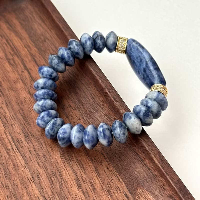 【釐清自我】藍紋石蝶珠厚環鍍金手鏈 驅除壓力 堅定與勇氣治癒心