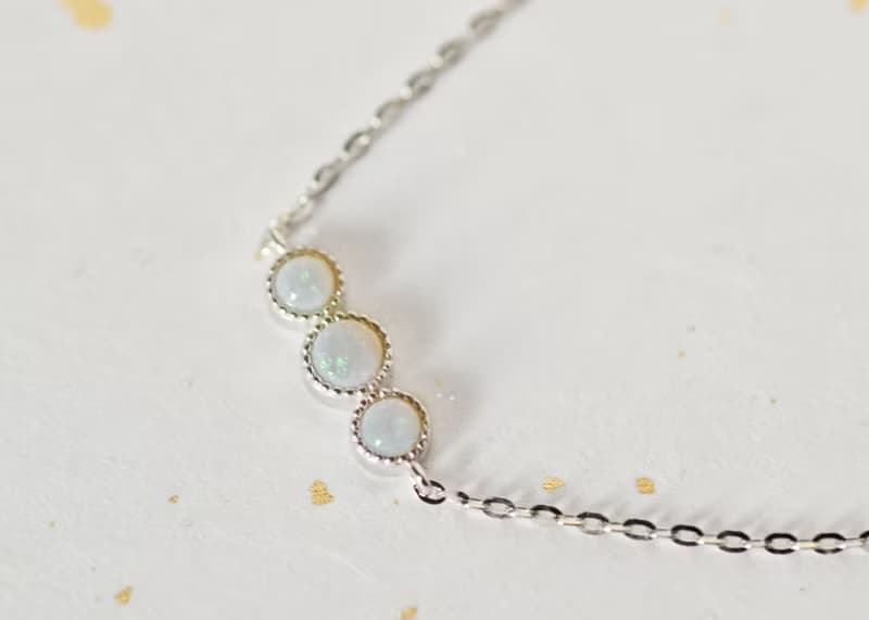 幸福蛋白石手鍊 - 925純銀 - 歐泊