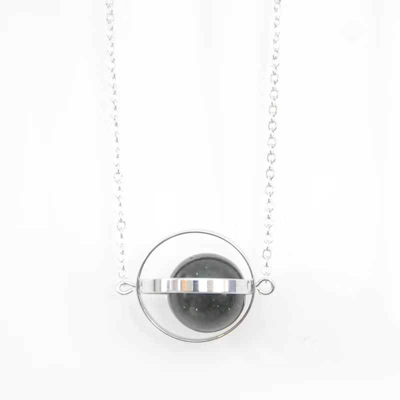 神秘星球。宇宙。銀環。綠砂。項鍊 Mysterious Planet。Galaxy。Sliver Ring。Sandstone。Necklace。生日禮物。閨蜜禮物。姐妹禮物