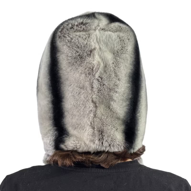Womens Rabbit Fur Hood Winter Real Fur Hat Luxury Fur Scarf Hat
