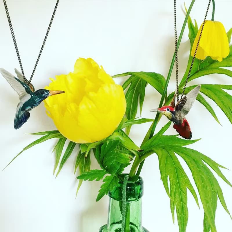 AndMary 手繪瓷項鍊-藍蜂鳥 禮盒裝 Blue Hummingbird