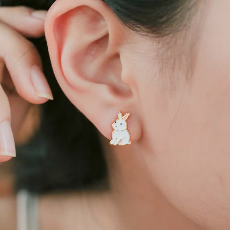 兔年耳環 紅蘿蔔小白兔 兔子 夾式耳環 新年禮物 十二生肖
