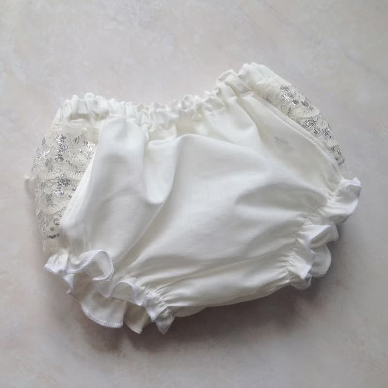 Baby Girls Ivory & Silver Christening Bloomers