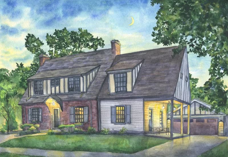 Custom portrait House WATERCOLOR PAINTING Personalized gift houses Portrait