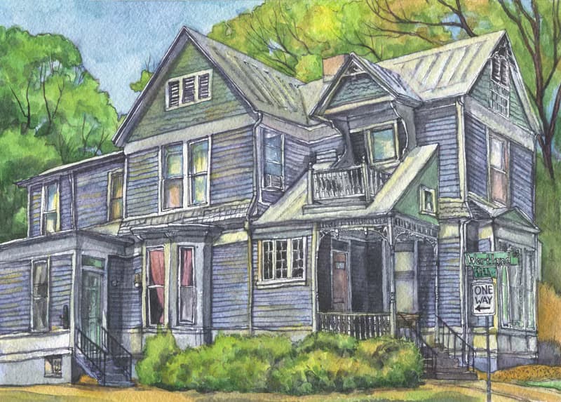 Custom portrait House WATERCOLOR PAINTING Personalized gift houses Portrait