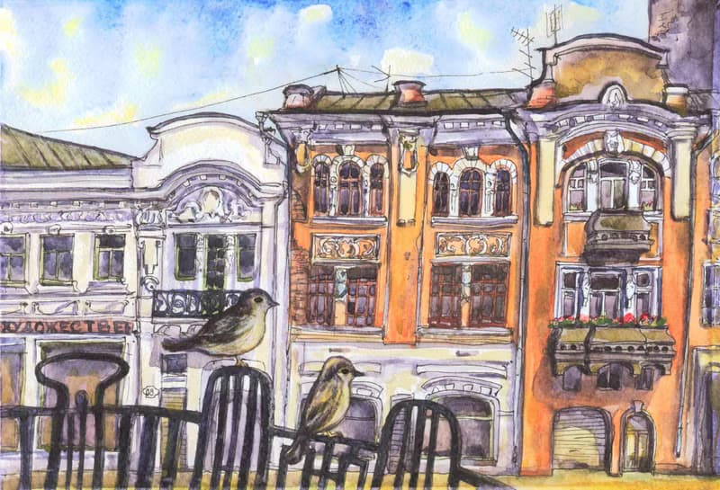 Custom portrait House WATERCOLOR PAINTING Personalized gift houses Portrait