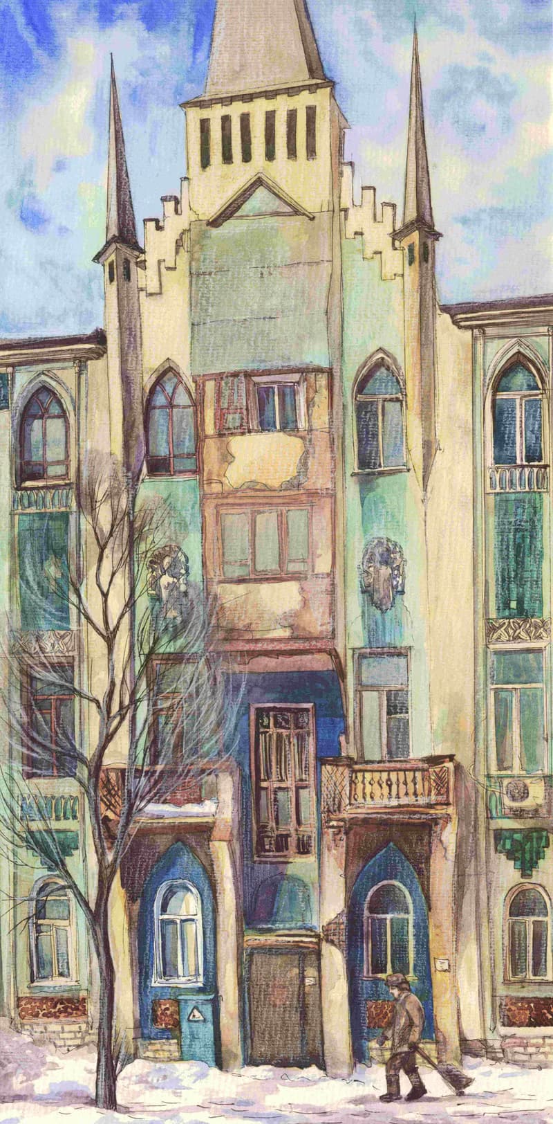 Custom portrait House WATERCOLOR PAINTING Personalized gift houses Portrait