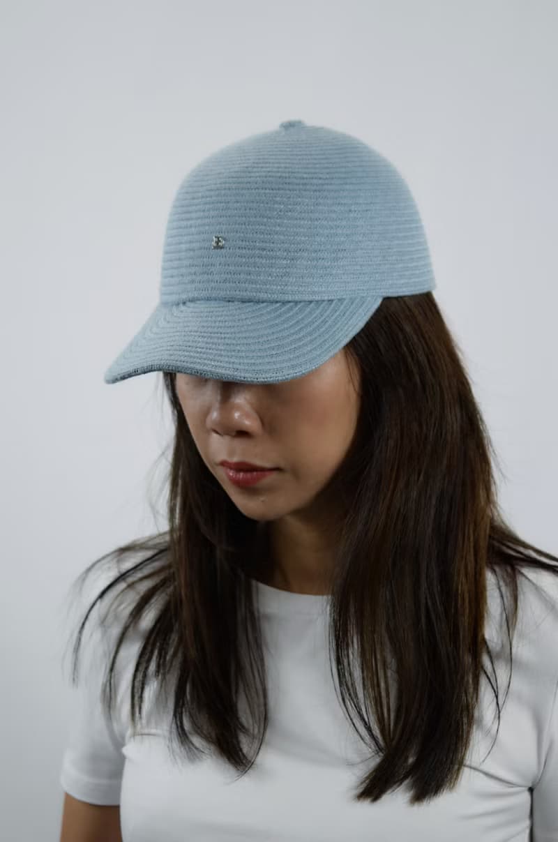 美式復古亞麻老帽-奶藍色