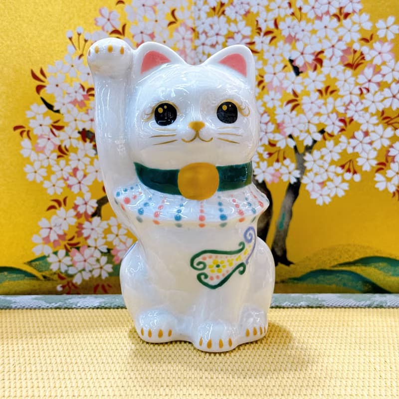 【晶白億福】日本清水燒招財貓 | 花結晶 - 白億万両