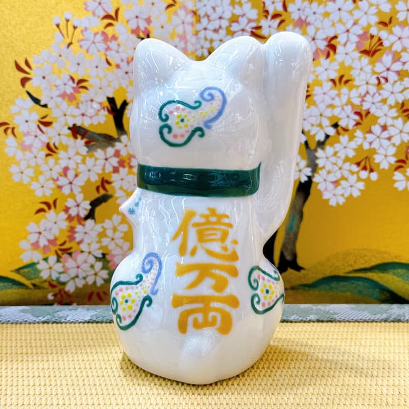 【晶白億福】日本清水燒招財貓 | 花結晶 - 白億万両