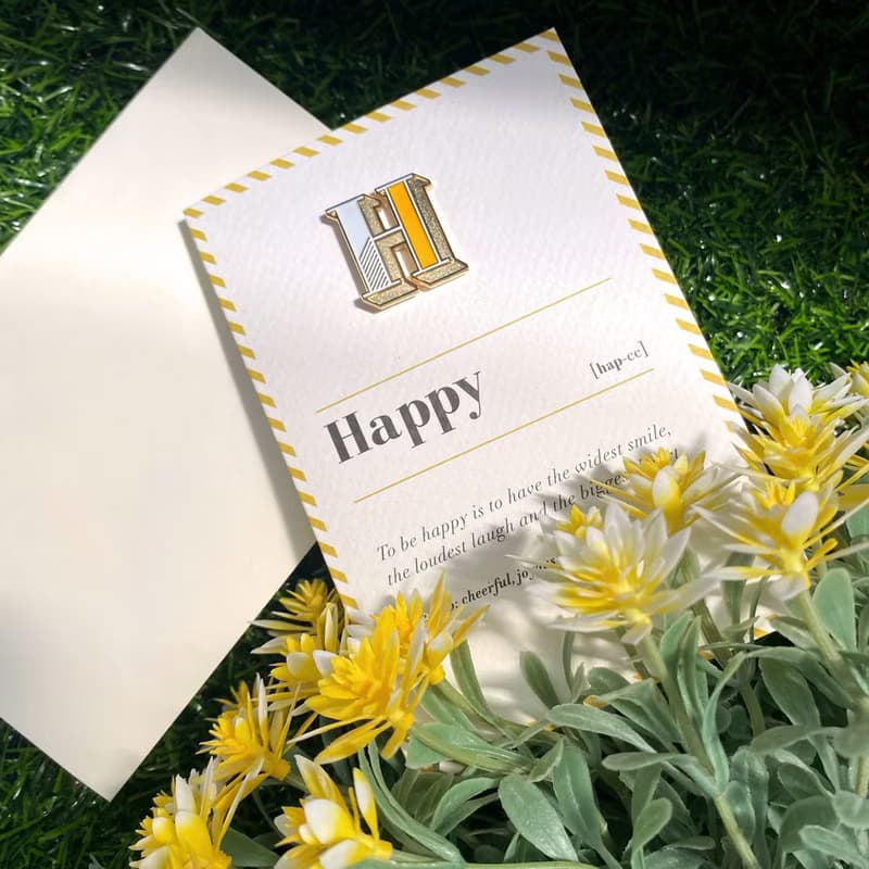 H / Happy  -琺瑯徽章卡－附信封 開學季 情人卡 萬用字母卡
