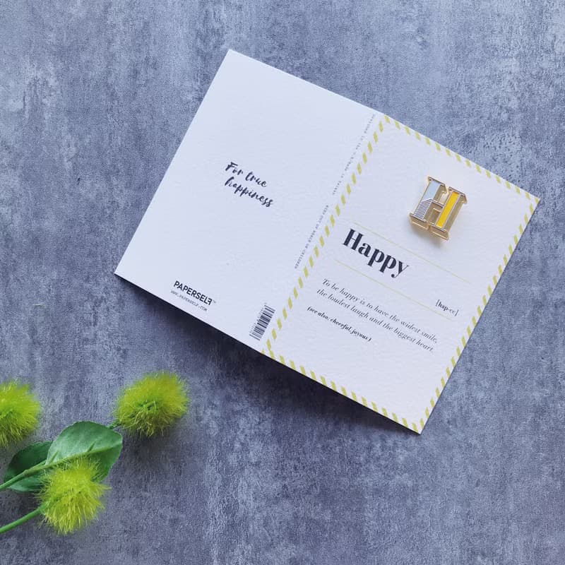 H / Happy  -琺瑯徽章卡－附信封 開學季 情人卡 萬用字母卡